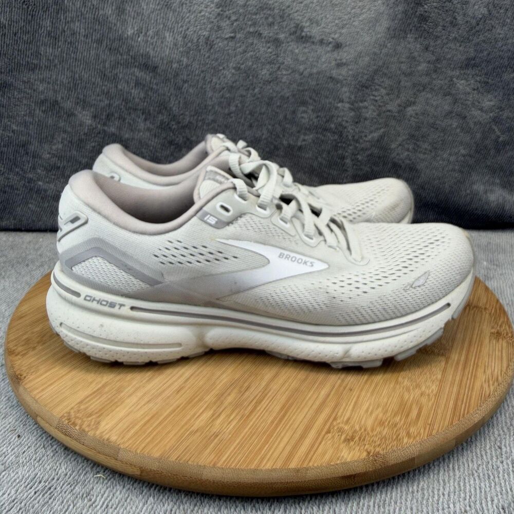 Brooks Ghost 15 Shoes Womens Size 7.5 White Mesh Running Sneakers 1203801B152